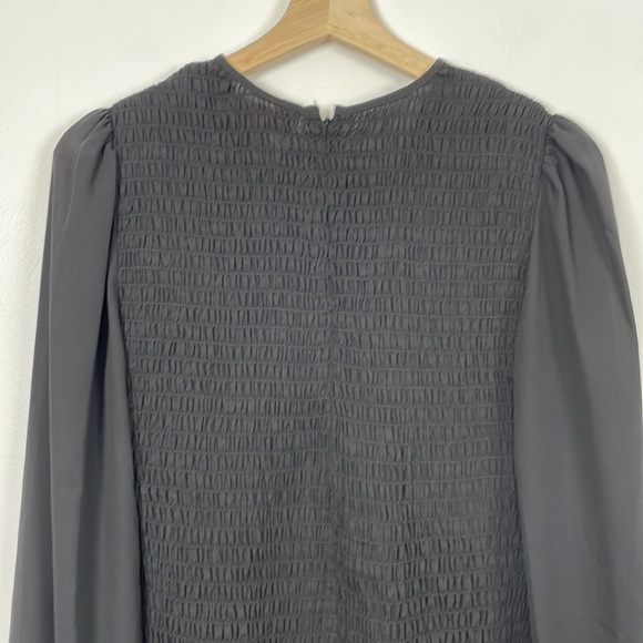 Leyden top women size M long sleeve textured jewel neck peplum elastic bodice - Picture 6 of 8